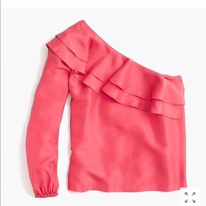 J. Crew 100% silk one shoulder blouse
